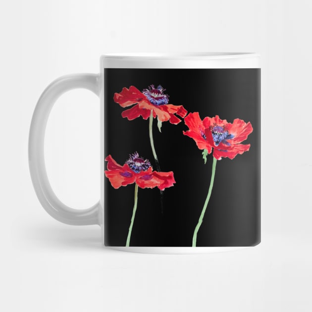 Three Poppies Purple Center 1900s Sophia L. Crownfield by rocketshipretro